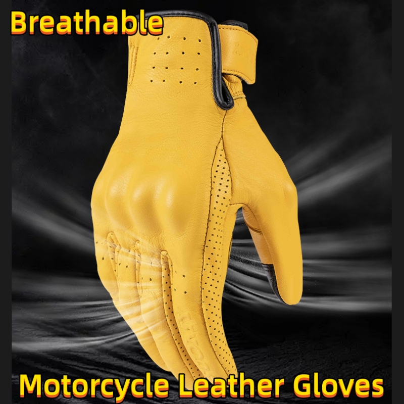 Non-Perforated Yellow Retro Le - Motorcycle Gear Yellow review and price