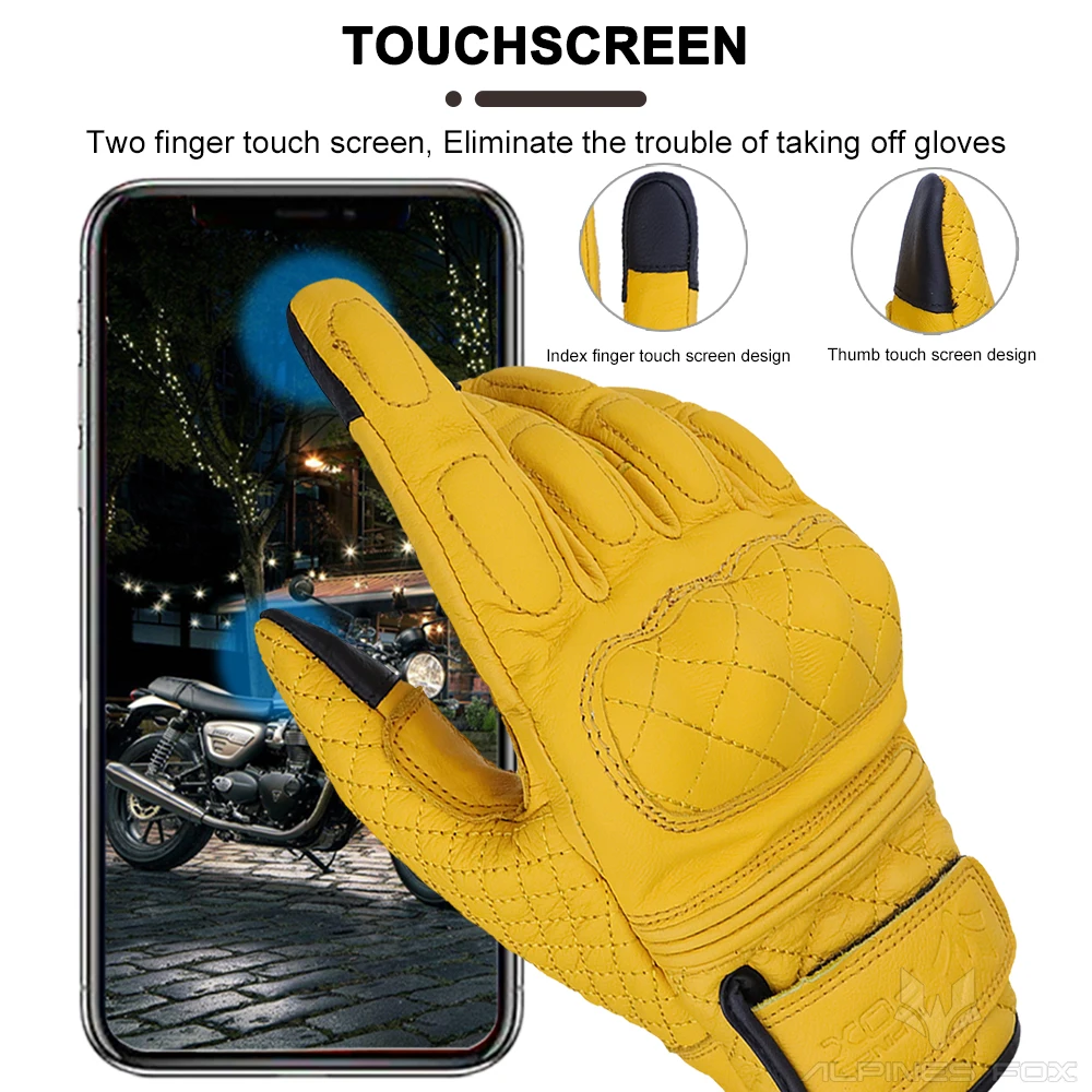 Retro Motorcycle Gloves Real L - Motorcycle Gear Yellow review and price